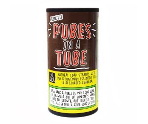 BRUNETTE Pubes in a Tube - Lime & Rosemary with Charcoal soap strands